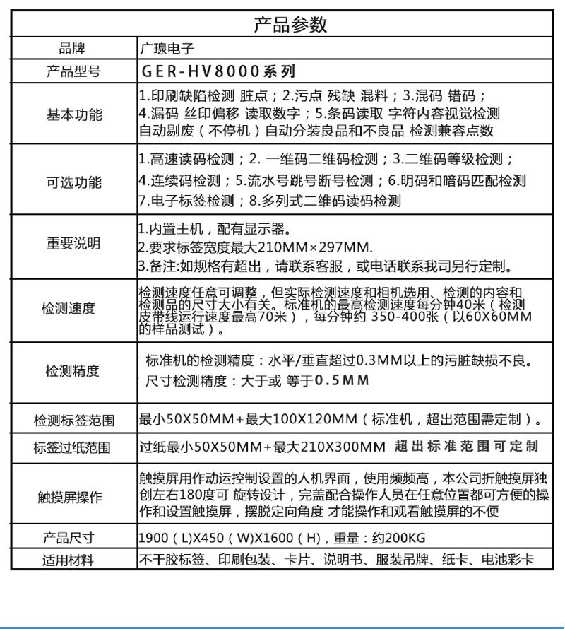 吊牌檢測(cè)設(shè)備配置